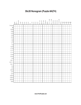 Nonogram - 30x30 - A274 Printable Puzzle