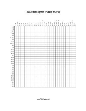 Nonogram - 30x30 - A275 Printable Puzzle
