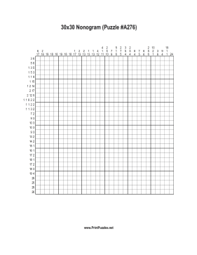 Nonogram - 30x30 - A276 Printable Puzzle