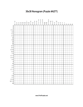 Nonogram - 30x30 - A277 Printable Puzzle