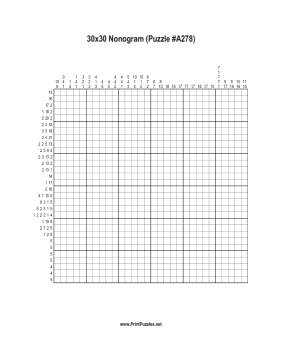Nonogram - 30x30 - A278 Printable Puzzle