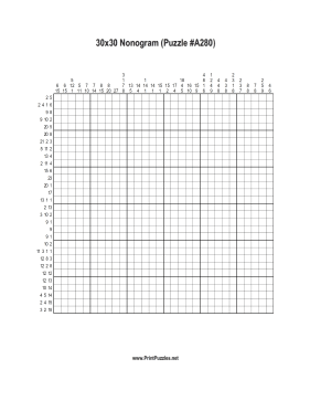 Nonogram - 30x30 - A280 Printable Puzzle