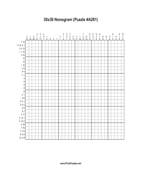 Nonogram - 30x30 - A281 Printable Puzzle