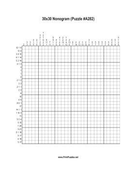 Nonogram - 30x30 - A282 Printable Puzzle