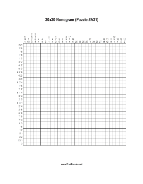 Nonogram - 30x30 - A31 Printable Puzzle