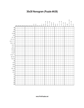 Nonogram - 30x30 - A38 Printable Puzzle