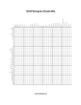 Nonogram - 30x30 - A4 Printable Puzzle