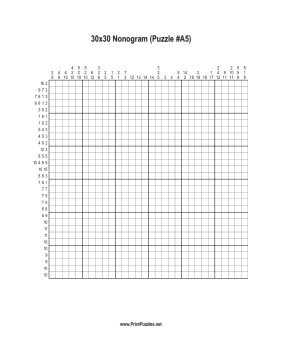 Nonogram - 30x30 - A5 Printable Puzzle