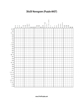 Nonogram - 30x30 - A57 Printable Puzzle