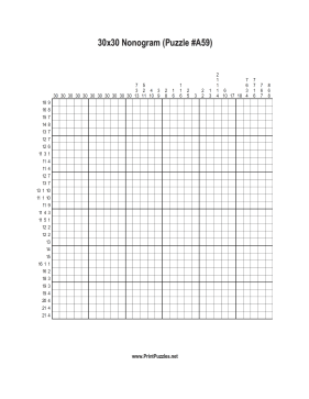 Nonogram - 30x30 - A59 Printable Puzzle
