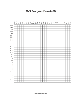 Nonogram - 30x30 - A60 Printable Puzzle