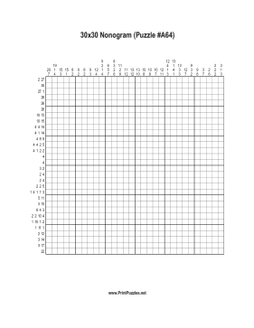 Nonogram - 30x30 - A64 Printable Puzzle