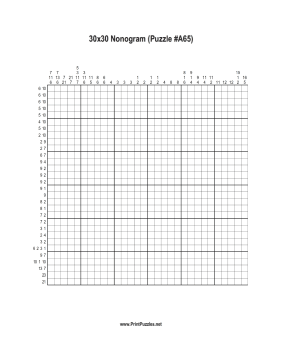 Nonogram - 30x30 - A65 Printable Puzzle