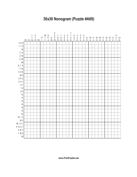 Nonogram - 30x30 - A69 Printable Puzzle
