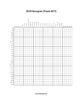 Nonogram - 30x30 - A73 Printable Puzzle