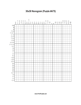 Nonogram - 30x30 - A75 Printable Puzzle