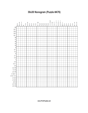 Nonogram - 30x30 - A76 Printable Puzzle