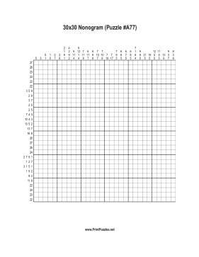 Nonogram - 30x30 - A77 Printable Puzzle