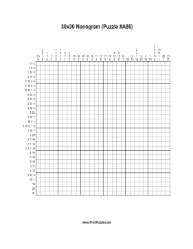 Nonogram - 30x30 - A86 Printable Puzzle