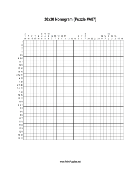 Nonogram - 30x30 - A87 Printable Puzzle