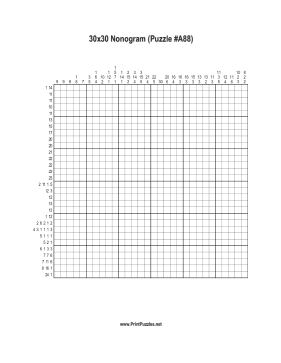 Nonogram - 30x30 - A88 Printable Puzzle