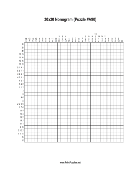 Nonogram - 30x30 - A90 Printable Puzzle