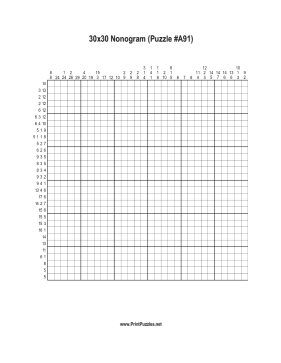 Nonogram - 30x30 - A91 Printable Puzzle