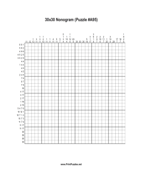 Nonogram - 30x30 - A95 Printable Puzzle