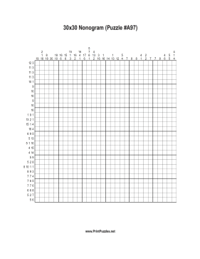 Nonogram - 30x30 - A97 Printable Puzzle