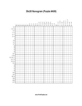 Nonogram - 30x30 - A99 Printable Puzzle